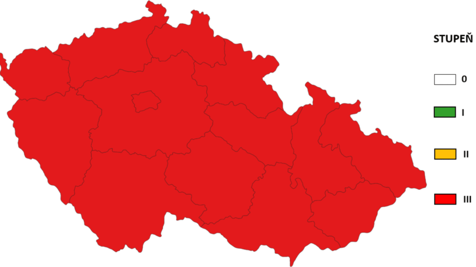 Ve všech krajích České republiky bylo dosaženo nejvyššího stupně pohotovosti.